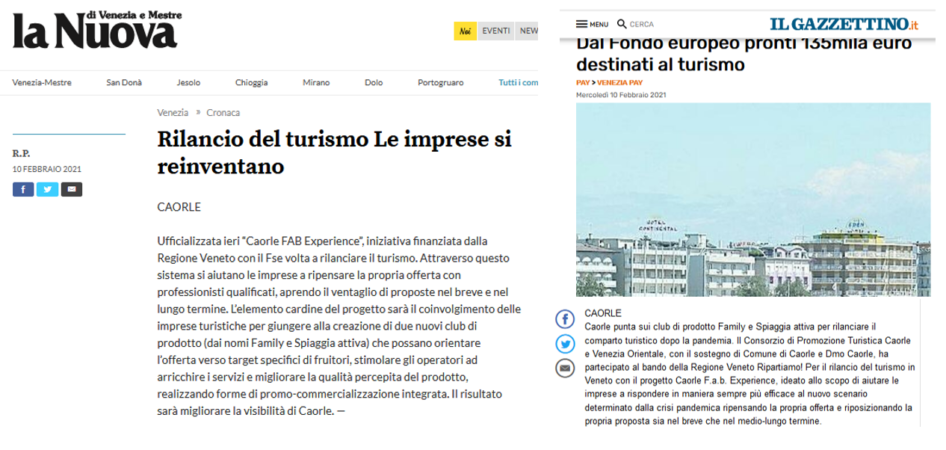 Rassegna stampa Caorle FAB Experience